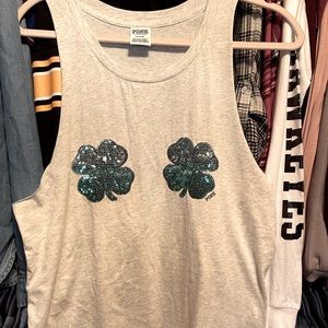 Rare Victorias Secret PINK shamrock muscle tee Medium